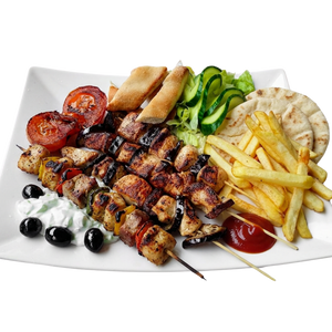 Assiette brochette de poulet