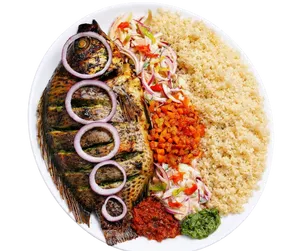 Poisson braisé + attiéké